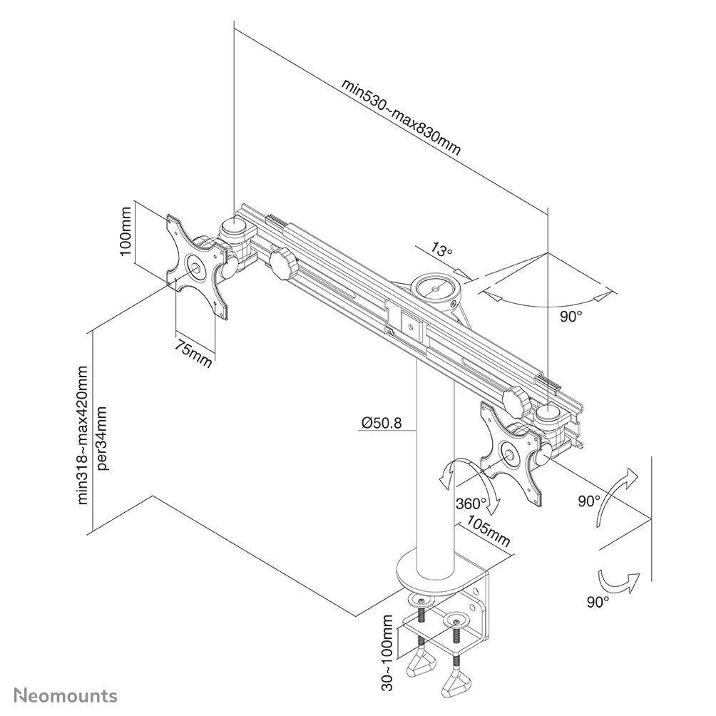 Neomounts by Newstar Monitor-Tischhalterung